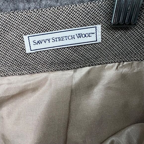 Pendleton Trouser Pants Womens 12 Brown Wool Herringbone Savvy Stretch Classic - Picture 12 of 13